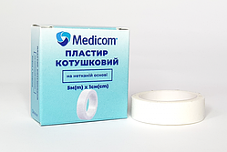 Пластир медичний котушковий Medicom на нетканій основі 5м x 1см