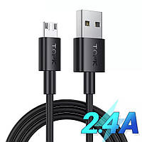 Кабель синхронізації Topk Micro USB 1m 2.4A чорний (TK02U-VER2-BL)