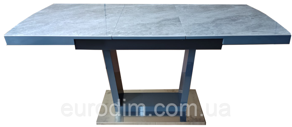 Стол обеденный раскладной керамика с МДФ серый глянец DAOSUN DT 8073, фото 2