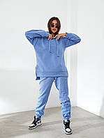Жіночий теплий спортивний костюм тринитка на флісі ПЄНЬЄ, блакитного кольору/ блакитний, арт 464