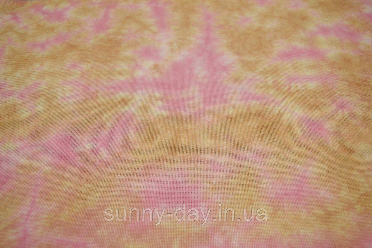 Тканина ручного фарбування розмір 74х48см основа канва 16 каунт колір "рожево-бежевий"
