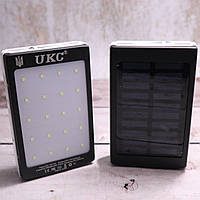 Зовнішній акумулятор на сонячній батареї з Led ліхтариком Power Bank Solar УМБ чорний (Оригінальні фото)