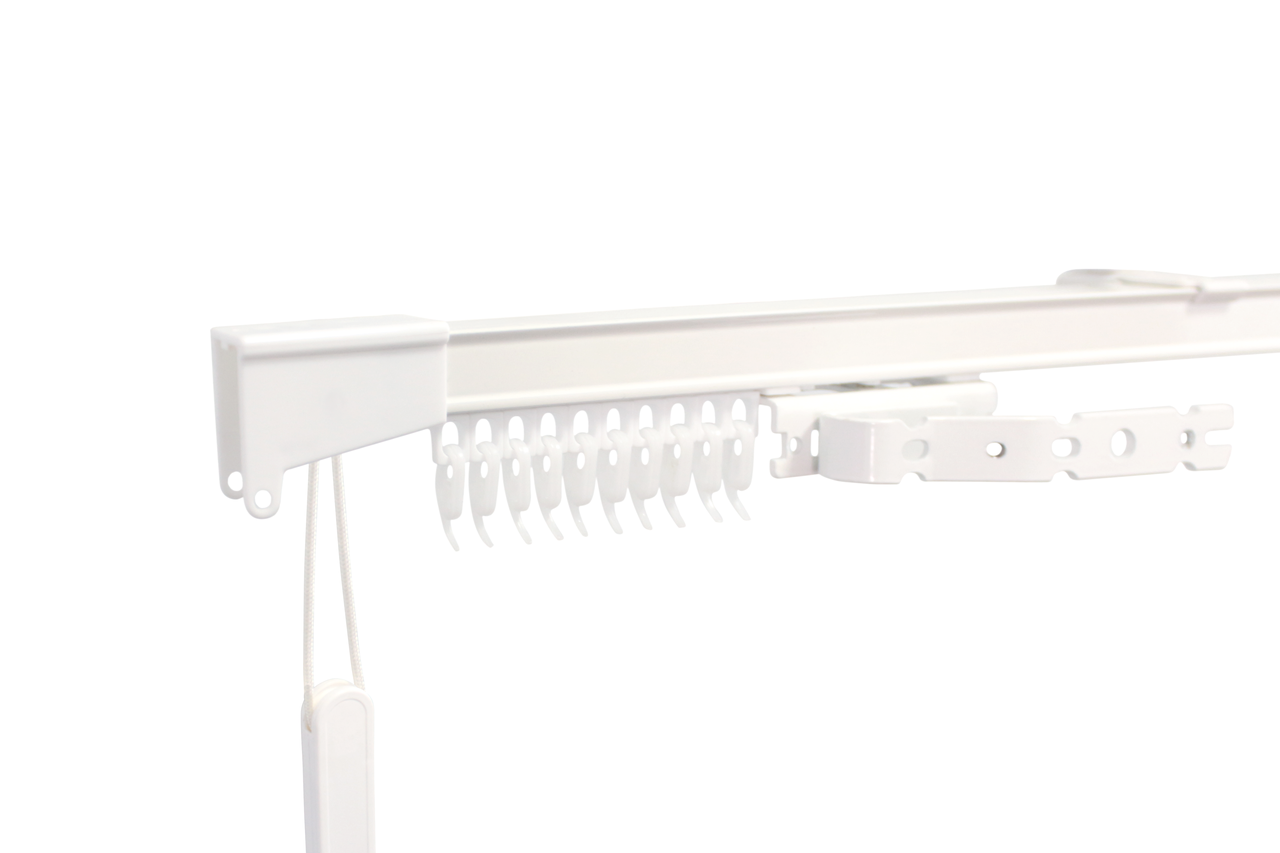 Карниз для важких штор на шнуровому управлінні ES Білий в зборі, Нідерланди