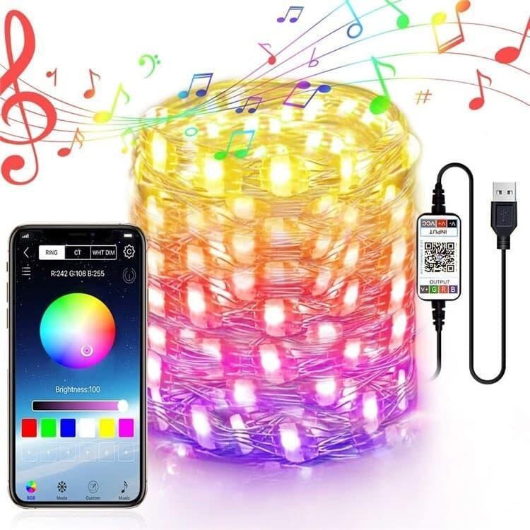 Розумна світлодіодна гірлянда RGB для ялинки та новорічного декору (керування кольору з телефона) 3м 30 LED