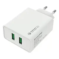 Адаптер живлення для телефона ColorWay CW-CHS017Q-WT White (2 USB Quick Charge 3.0 36W )