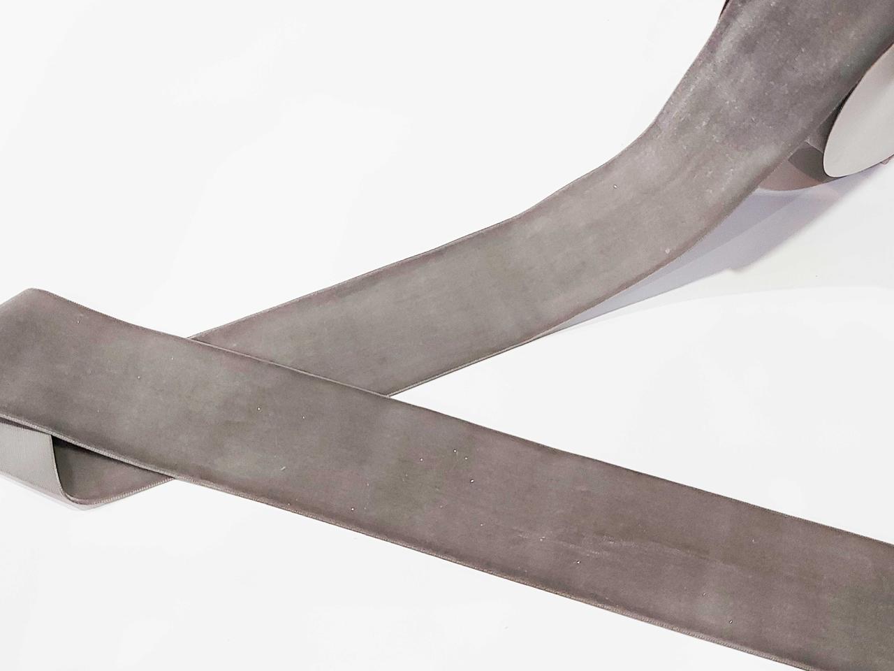 Стрічка оксамитова (бархатка) 5см ( 50мм). Сіра