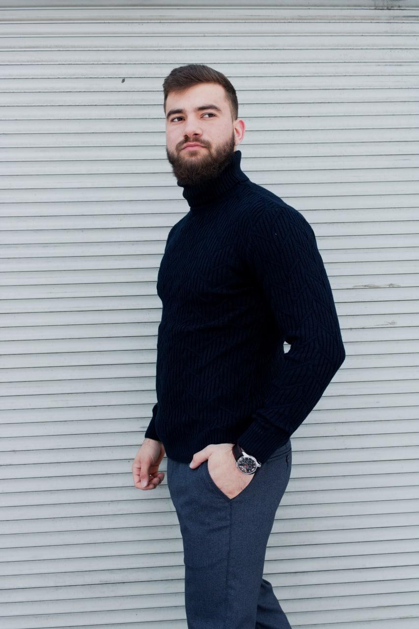 Мужской зимний гольф бежевый акриловый | Свитер с горлом шерстной (ID ...