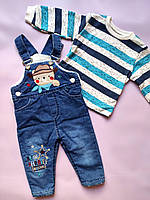 Комплект комбінезон джинсовий (на махрі) та світшот на хлопчика 18 міс 86 см