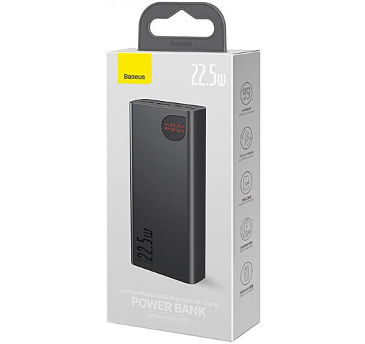Повербанк Powerbank Baseus PPAD 000101 Adaman Metal QC 22.5W 20000 mAh (Чорний)