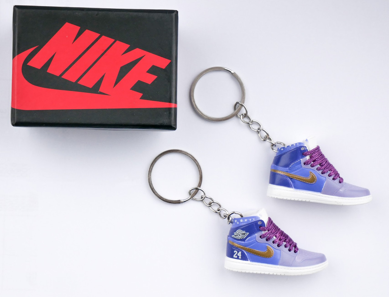 Міні взуття, фінер-шузи, брелок Nike AIR Jordan 24 Purple + коробка Black