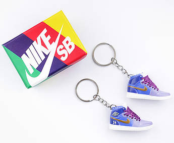 Міні взуття, фінер-шузи, брелок Nike AIR Jordan 24 Purple + коробка Color