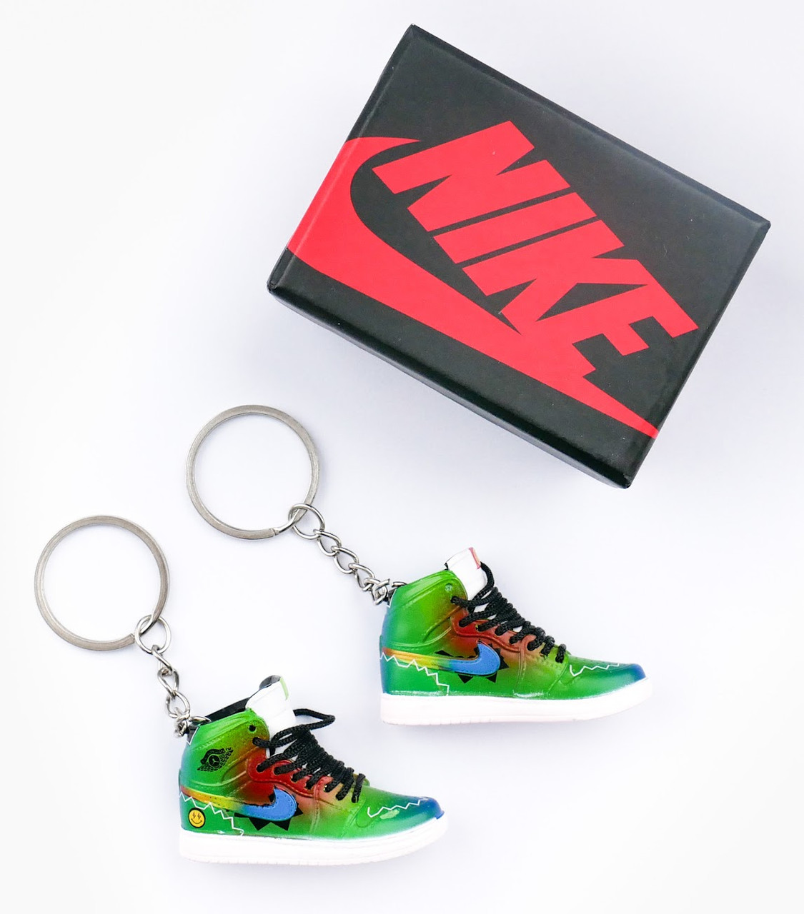 Міні взуття, фінер-шузи, брелок Nike AIR Jordan Balvin Green + коробка Black, фото 1