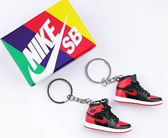 Міні взуття, фінер-шузи, брелок Nike AIR Jordan Black Red + коробка Color