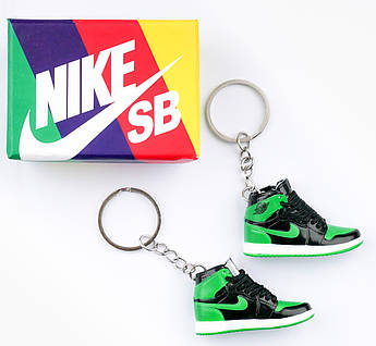 Міні взуття, фінер-шузи, брелок Nike AIR Jordan Blk Green + коробка Color
