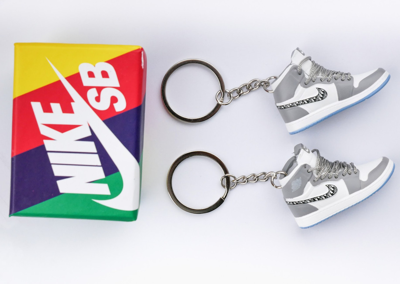 Міні взуття, фінер-шузи, брелок Nike AIR Jordan Grey Wht + коробка Color, фото 1