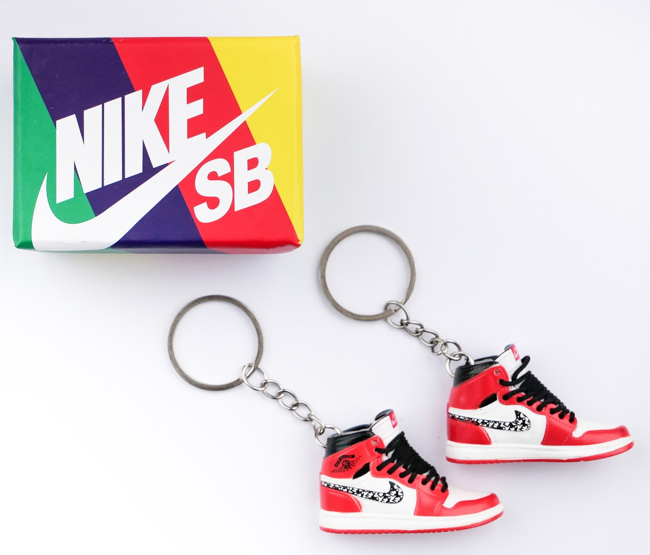 Міні взуття, фінер-шузи, брелок Nike AIR Jordan D1or Red Wht + коробка Color