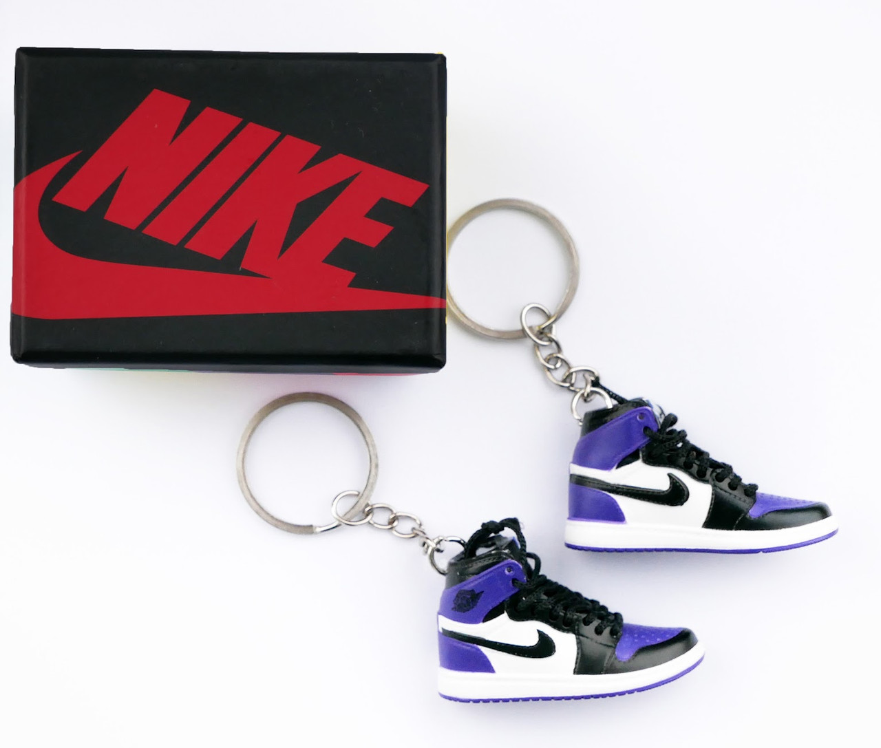 Міні взуття, фінер-шузи, брелок Nike AIR Jordan Purple + коробка Black