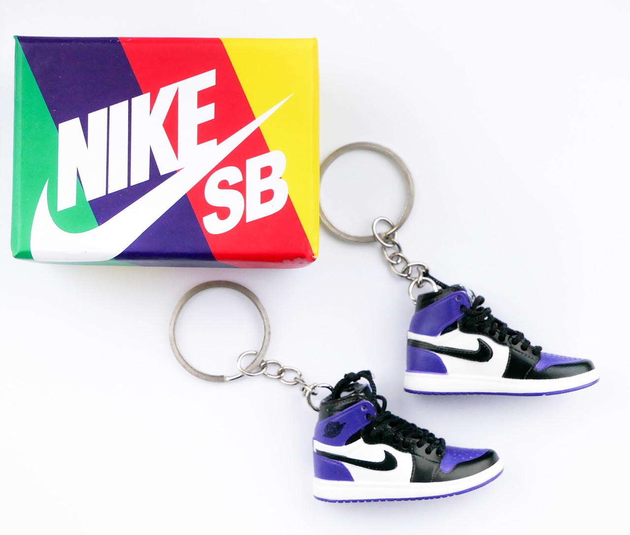 Міні взуття, фінер-шузи, брелок Nike AIR Jordan Purple + коробка Color