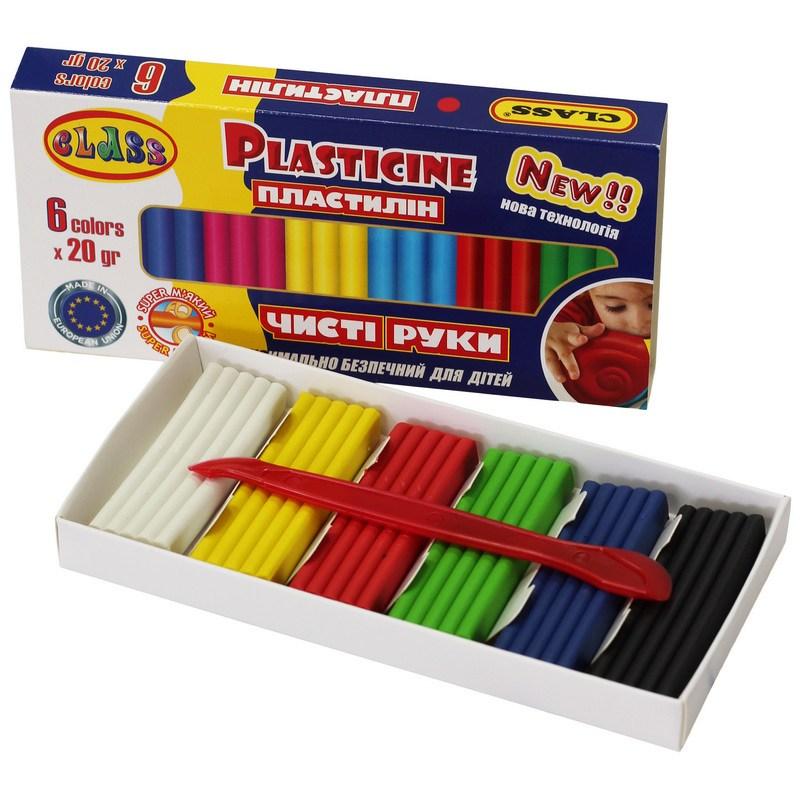 Пластилін Class Чисті руки maxi 6 кол 120 г стек