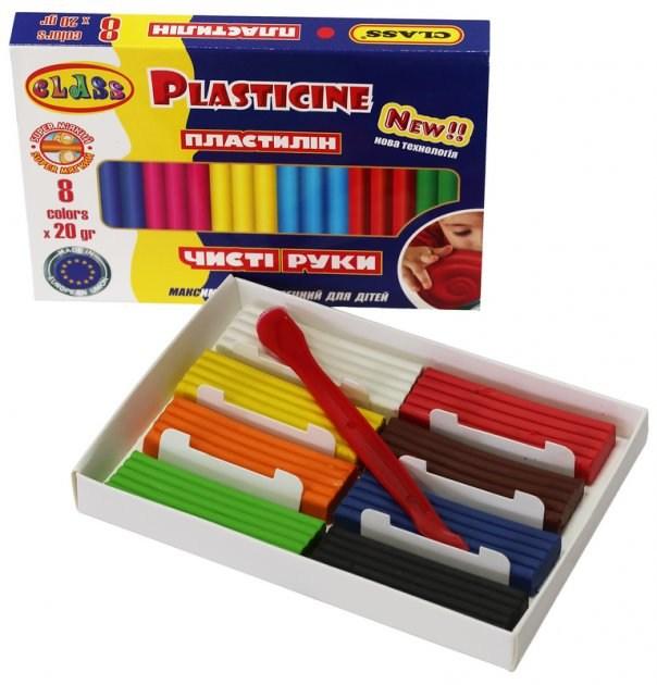Пластилін Class Чисті руки maxi 8 кол 160 г стек