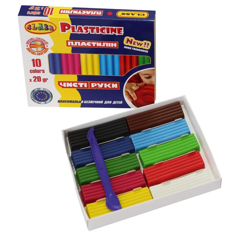 Пластилін Class Чисті руки maxi 10 кол 200 г стек