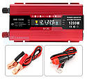 Перетворювач струму 1200W, інвертор KME 12 V — 220 V 1200 W LCD-дисплей USB Red модифікований інвертор, фото 2