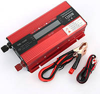 Преобразователь тока 1200W, инвертор KME 12V - 220V 1200W LCD дисплей USB Red модифицированный инвертор