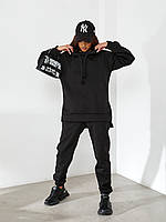 Жіночий теплий спортивний костюм тринитка на флісі ПЄНЬЄ, чорного кольору/ чорний, арт 464