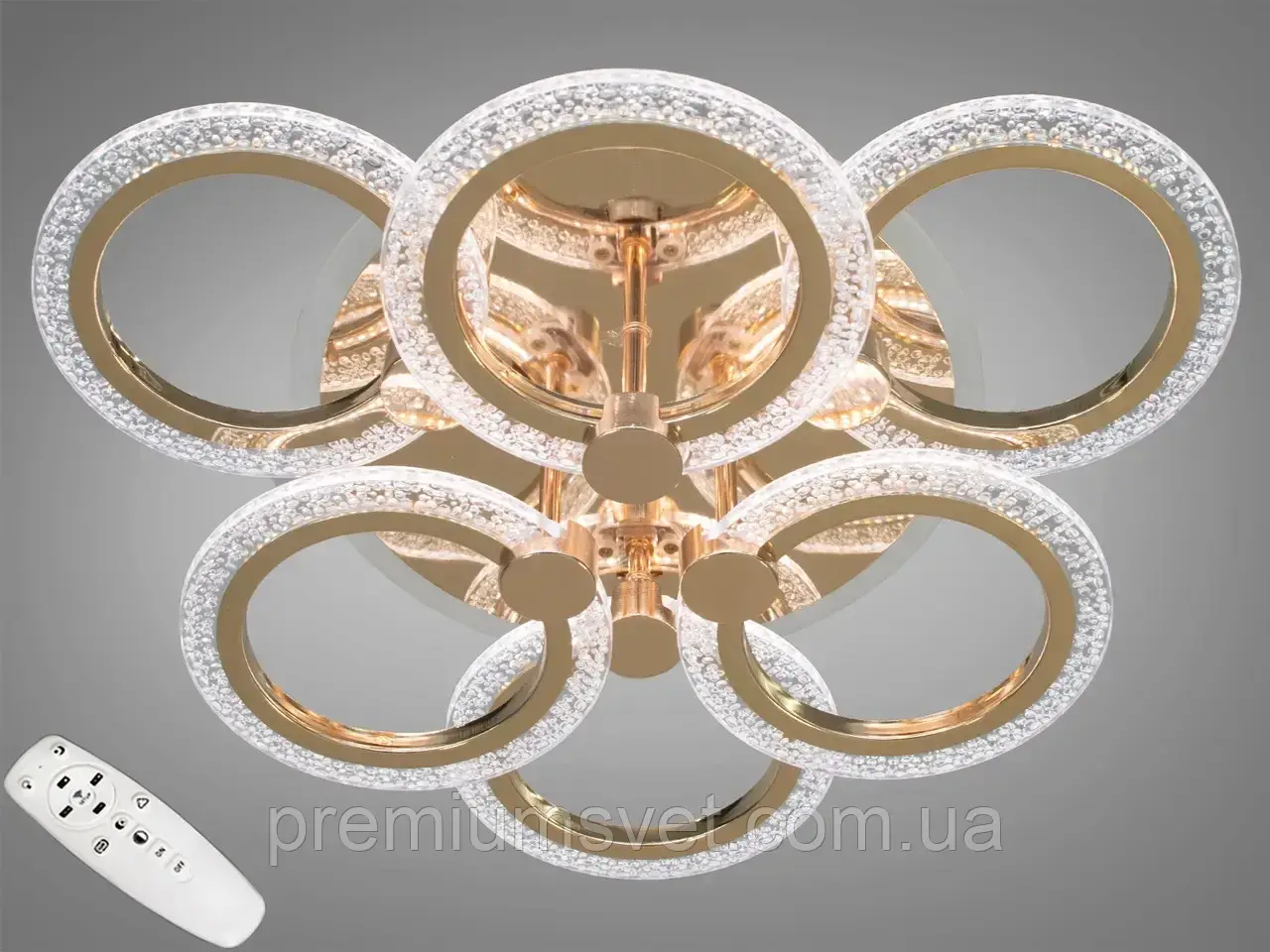 Люстра світлодіодна стельова AS8180/3+3 G LED 3color dimmer, фото 1
