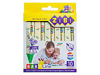 Карандаши восковые JUMBO 10 цветов, треугольные BABY Line ZB.2482 ТМ ZiBi BP