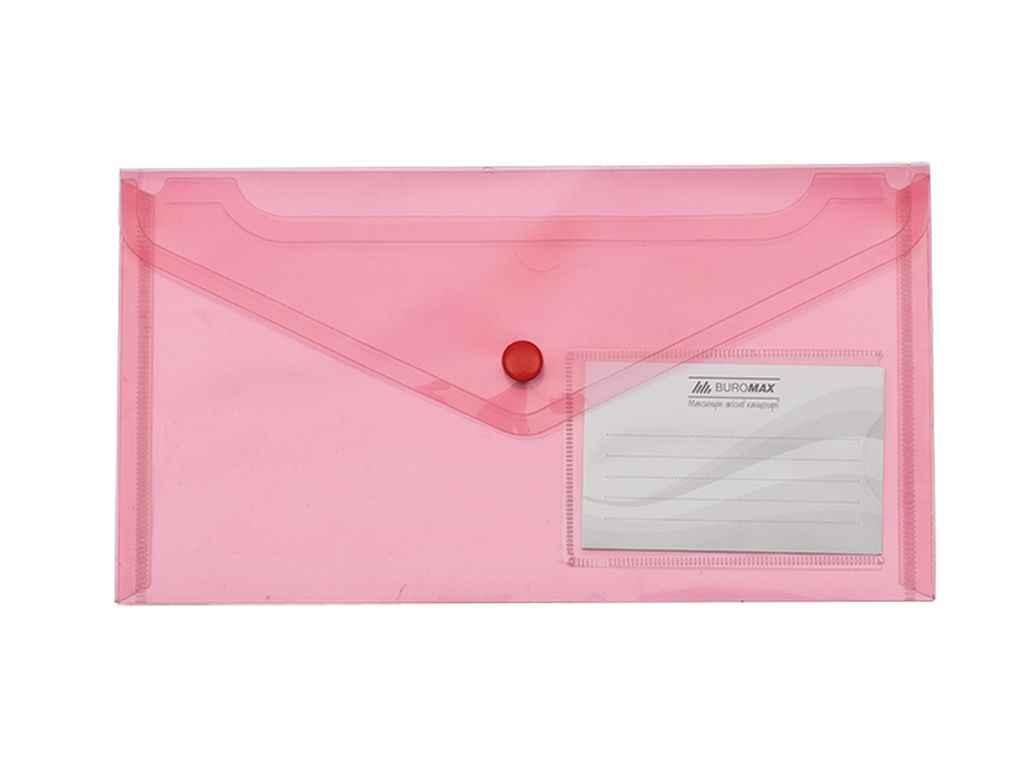 Папка-конверт TRAVEL, на кнопці, DL, червона BM.3938-05 (6шт/уп) ТМ BUROMAX, фото 1