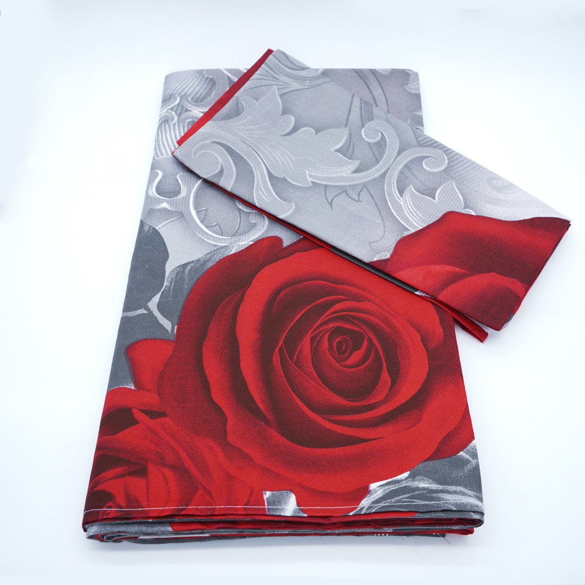 Комплект постільної білизни з червоними трояндами, 74021 (Євро)