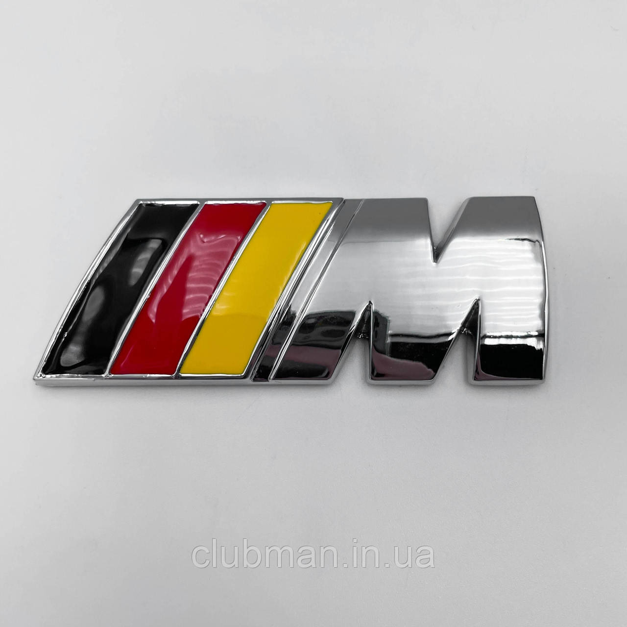 Металева емблема на багажник M Power BMW (БМВ) Хром (8.3 X 3.2 СМ) Черный Желтый Красный
