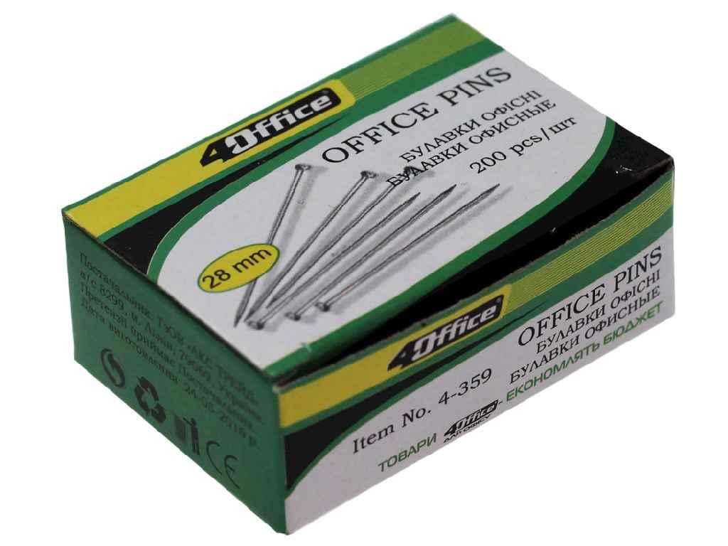 Булавки 28мм 200шт 4-359 ТМ 4OFFICE BP, фото 1