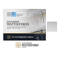 Склейка Saunders Waterford 23x31 см, 100% бавовна, щільність 300 г/м2. Cold Pressed, High White. 20 аркушів