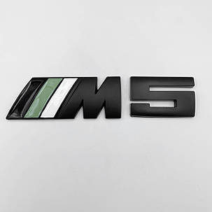 Металева емблема BMW M 5 Чорна (БМВ) на багажник (8.3 X 3.2 СМ) Чорна Зелена Біла, фото 1