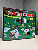 Набор для покера в металлической коробке на 500 фишек с номиналом