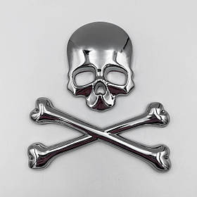 Металевий шильдик емблема Skull з кістками(Череп з кістками) Хром
