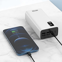 Повербанк зовнішній акумулятор портативний зарядний пристрій Power Bank Kensa KP-54 30000mAh, білий, фото 4