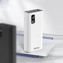 Повербанк зовнішній акумулятор портативний зарядний пристрій Power Bank Kensa KP-54 30000mAh, білий, фото 5