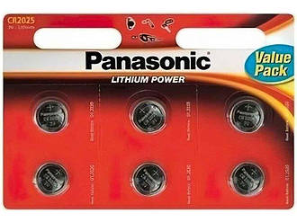 Батарейка Таблетка CR-2025 Lithium, 3V, 1х6 шт ТМ Panasonic BP