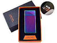 Запальничка USB + газова в подарунковій коробці (спіраль та гостре полум'я) Lighter HL-250 хамелеон глянсова