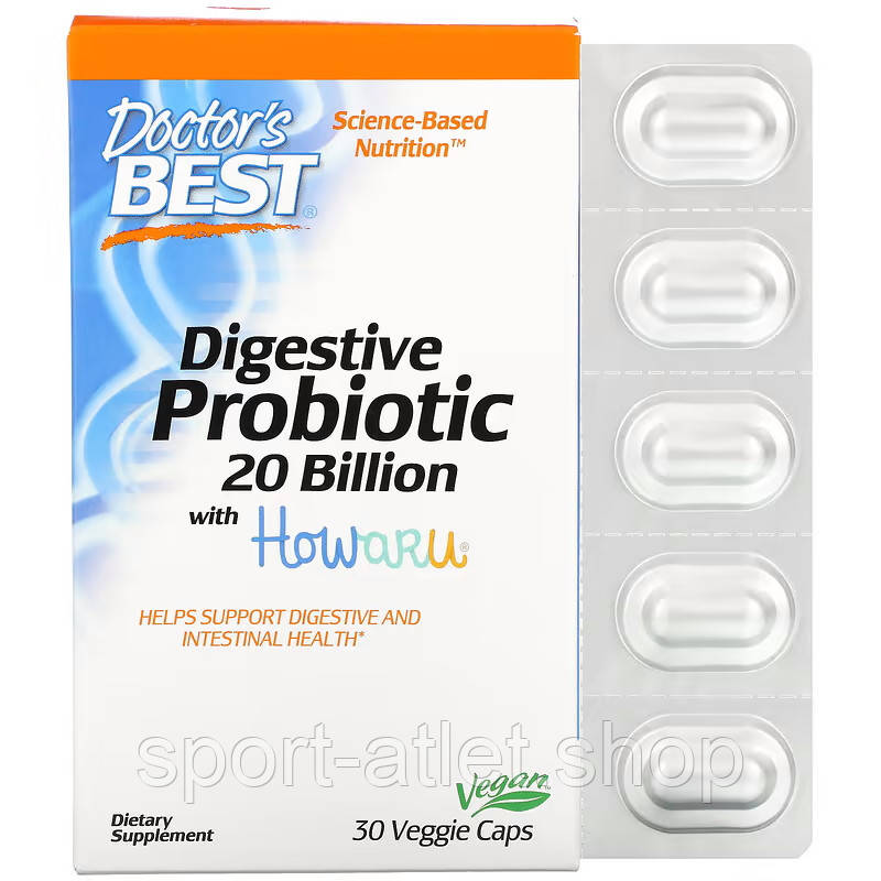 Пробіотики і пребіотики Doctor's Best Digestive Probiotic, 30 вегакапсул, фото 1