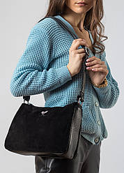 Жіноча шкіряна сумка на плече з замшевою лицьовою стороною Polina-сумка