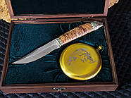 Ножовий подарунковий набір для рибалки "Царський улов" — з авторським ножем і флягою у футлярі