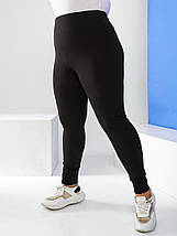 Жіночі облягаючі чорні лосини з дайвінгу на флісі великі розміри, фото 4