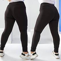 Жіночі облягаючі чорні лосини з дайвінгу на флісі великі розміри, фото 2