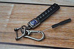 Кожаный брелок с карабином с логотипом FORD цвет Черный