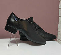 Мужские туфли для занятий бальными танцами ( стандарт),чёрные,натуральная кожа,33,5р.(21,5см)