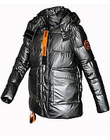 Куртка пуховик женская зимняя с капюшоном без меха Olanmear Серый металлик 50, Металлик